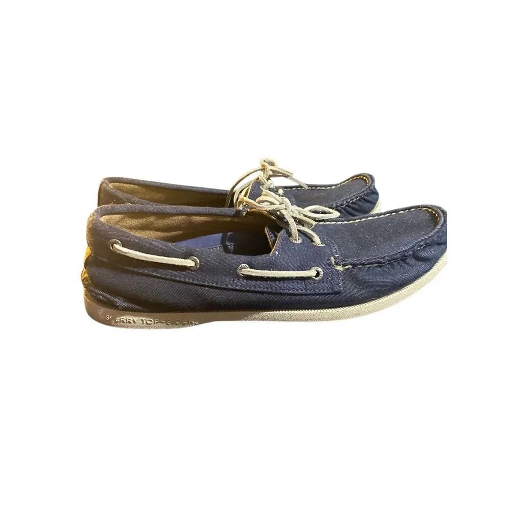 Sperry men’s slip on blue Topsider canvas shoes, 10.5.